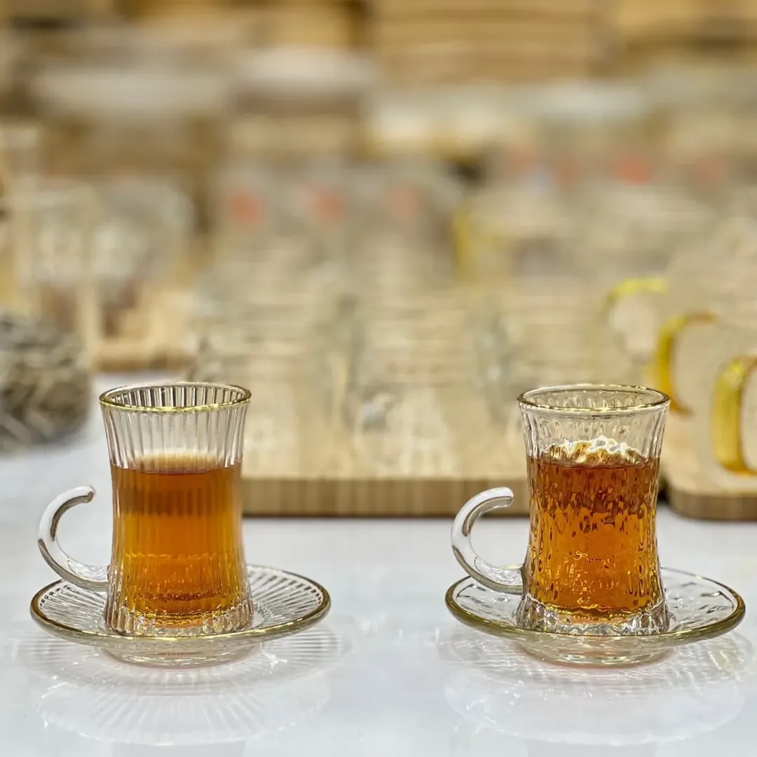 استکان کمر باریک دور طلا بلور وارداتی