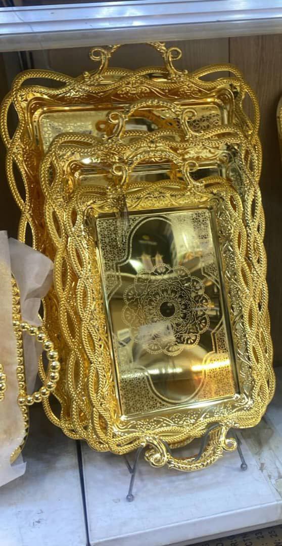 سینی پذیرایی سه تیکه اماراتی طلایی
